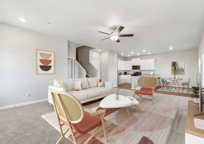 The family room is spacious and open to the kitchen The family room is spacious and open to the kitchen