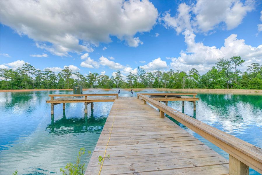 Huge beautiful pond with a pier and fish feeder for the pond that's stocked with thousands of catfish (Building B) Huge beautiful pond with a pier and fish feeder for the pond that's stocked with thousands of catfish (Building B)