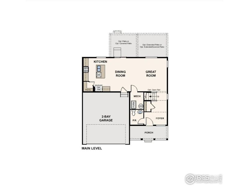 2D floor plan layout of this home in The Overlook at Johnstown Farms, Johnstown, CO (Image 4).