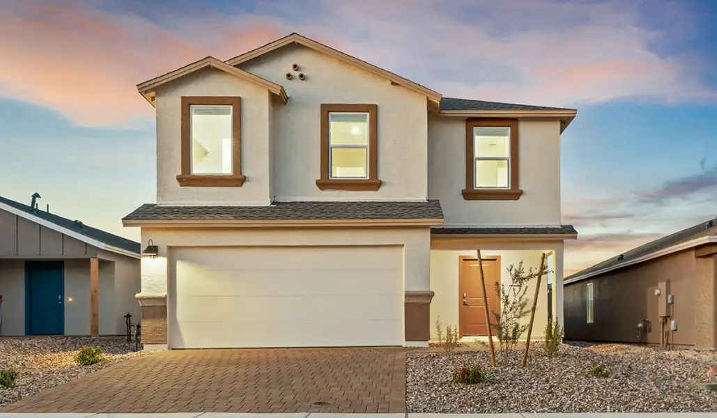 Representative exterior photo of a completed home built from the Florence - T30F by D.R. Horton in Sorrel Ridge Estates, Tucson, AZ (Image 26). Representative exterior photo of a completed home built from the Florence - T30F by D.R. Horton in Sorrel Ridge Estates, Tucson, AZ (Image 26).