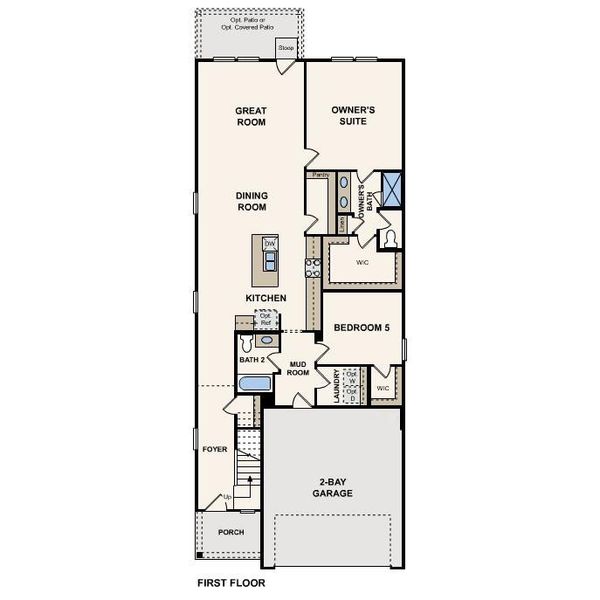 2D floor plan layout of this home in Trinity Ranch, Elgin, TX (Image 3).