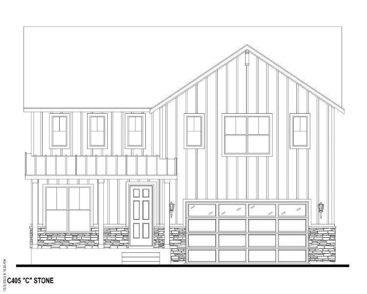 Plan C405 Elevation C w/ Stone