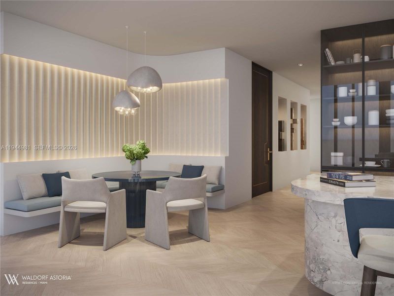 Furnished interior view inside a new home in Waldorf Astoria Residences Miami, Miami (Image 5).