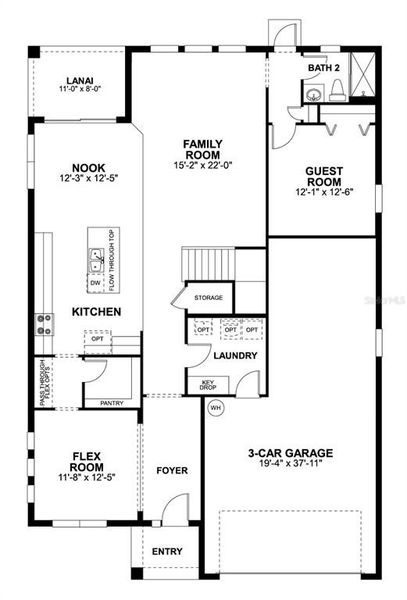 2D floor plan layout of this home in Estates at Rivercrest, Sanford, FL (Image 3).