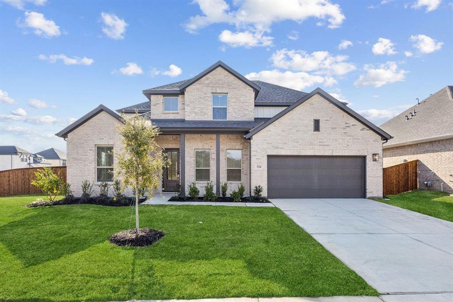 Front exterior of a new home in Dove Hollow, Waxahachie, TX, highlighting curb appeal (Image 2). Front exterior of a new home in Dove Hollow, Waxahachie, TX, highlighting curb appeal (Image 2).