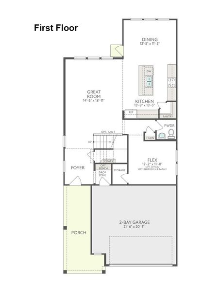 2D floor plan layout for the Quinn by Tri Pointe Homes in Prairie Collection at The Meadows, Krum, TX (Image 3).
