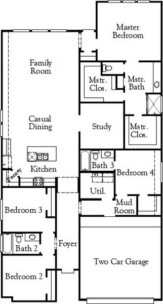 2D floor plan layout for the Harrison - 50 Homesites by Coventry Homes in Meadow Vista, Anna, TX (Image 3).