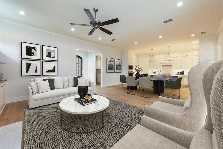 Virtual Staged Living/Kitchen Combo