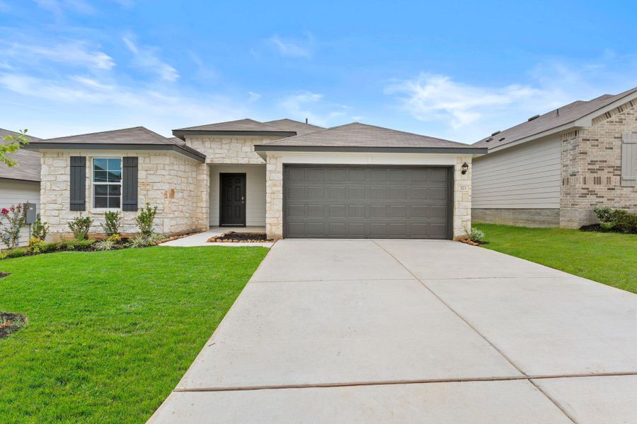 Front exterior of a new home in , Seguin, TX, highlighting curb appeal (Image 1). Front exterior of a new home in , Seguin, TX, highlighting curb appeal (Image 1).
