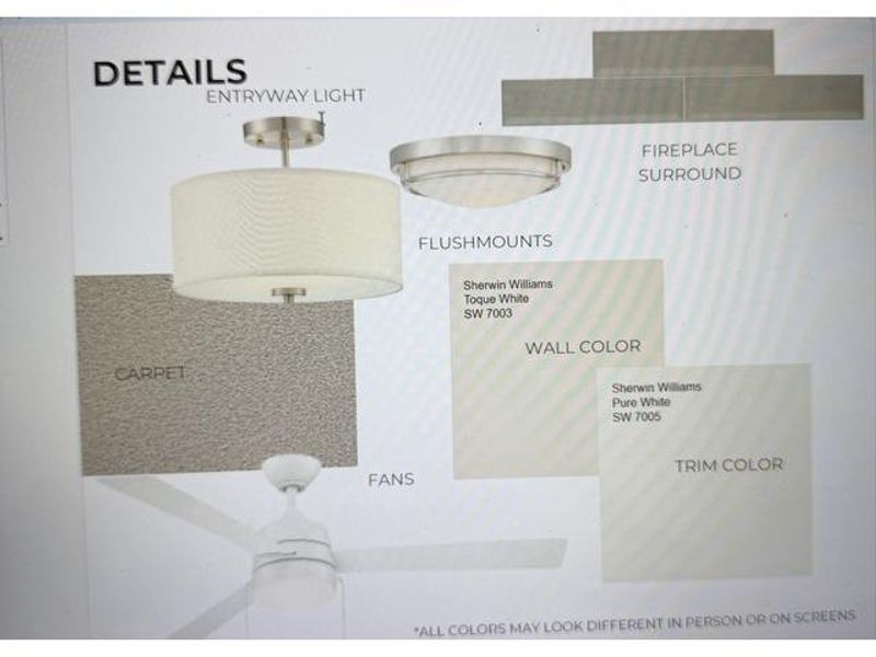 Design Board. Presenting material and color selections for the property