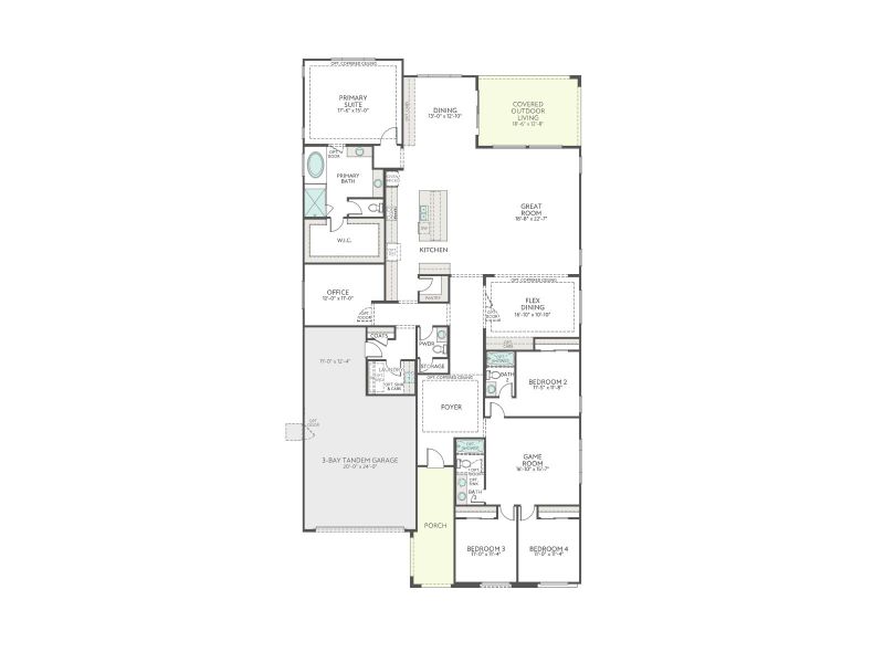 2D floor plan layout for the Violet Plan 5008 by Tri Pointe Homes in Soleo, San Tan Valley, AZ (Image 4).