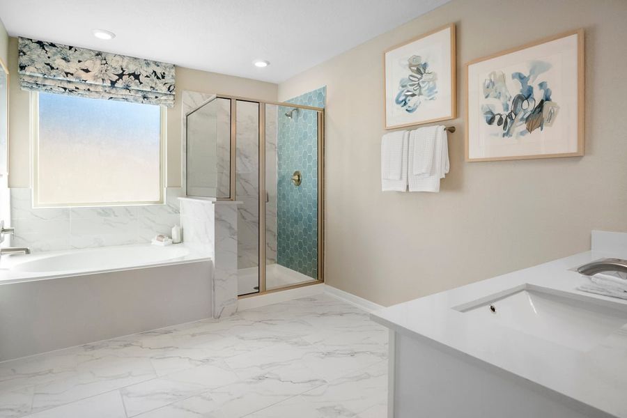 Representative furnished interior of a home built from the 2124 by KB Home in Oakwood Trails, Tomball (Image 9).