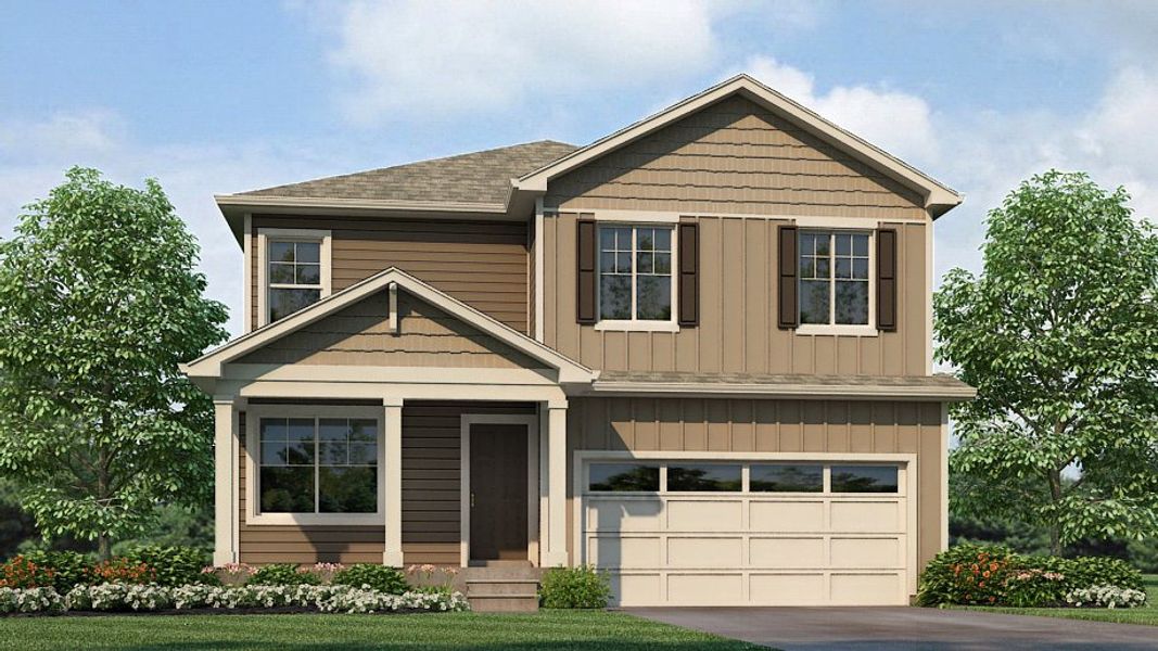 Representative exterior photo of a completed home built from the Bellamy by D.R. Horton in Vista Meadows, Fort Lupton, CO (Image 2).