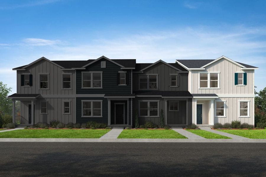 Representative exterior photo of a completed home built from the 1661 by KB Home in Gatsby Station Townhomes, Raleigh, NC (Image 8).