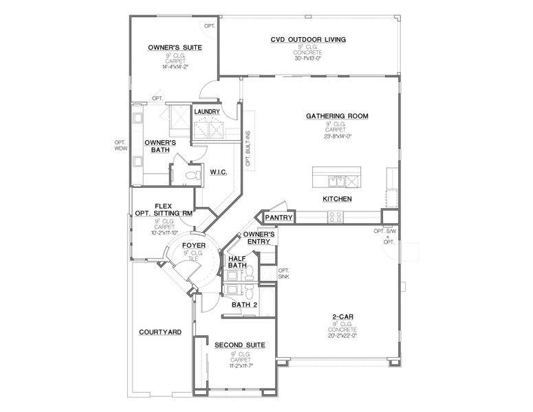 2D floor plan layout of this home in Meridian, Queen Creek, AZ (Image 3).