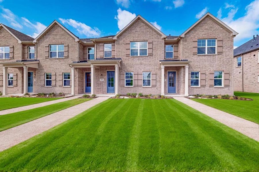 Front exterior of a new home in Solterra Texas, Mesquite, TX, highlighting curb appeal (Image 2). Front exterior of a new home in Solterra Texas, Mesquite, TX, highlighting curb appeal (Image 2).