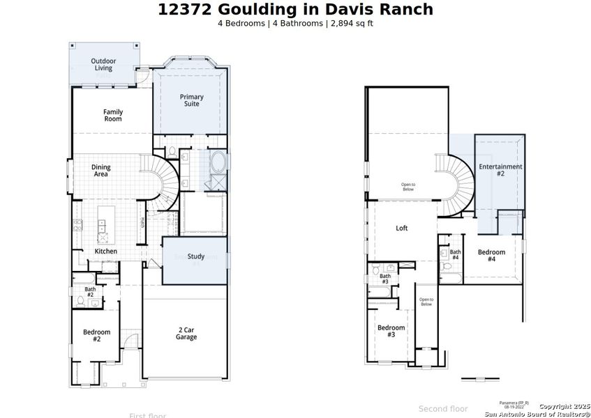 2D floor plan layout of this home in Davis Ranch: 45ft. lots, San Antonio, TX (Image 2). 2D floor plan layout of this home in Davis Ranch: 45ft. lots, San Antonio, TX (Image 2).