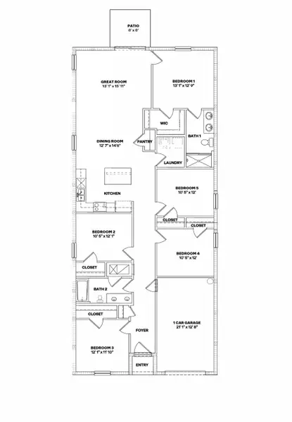 2D floor plan layout for the Alford by D.R. Horton in Derby Creek, Ocala, FL (Image 3).