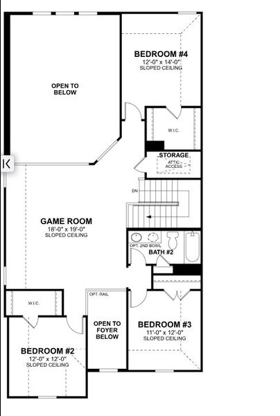 2D floor plan layout for the Dickinson by M/I Homes in Barksdale, Leander, TX (Image 6).