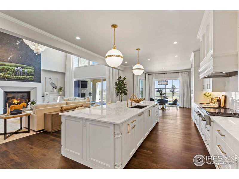 Chef's dream kitchen with Wolf appliances, subzero refrigerator, Steam oven, and double dishwashers