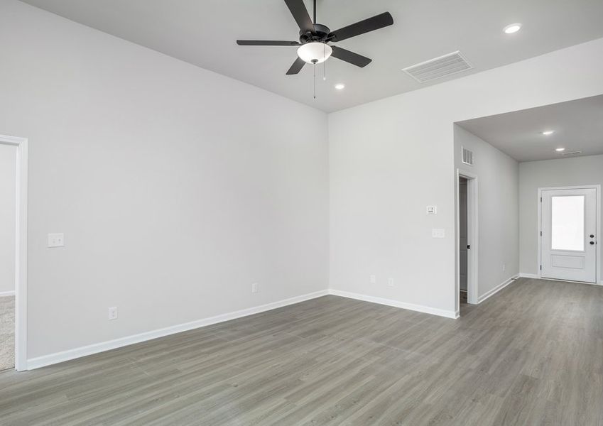 Vinyl flooring throughout.