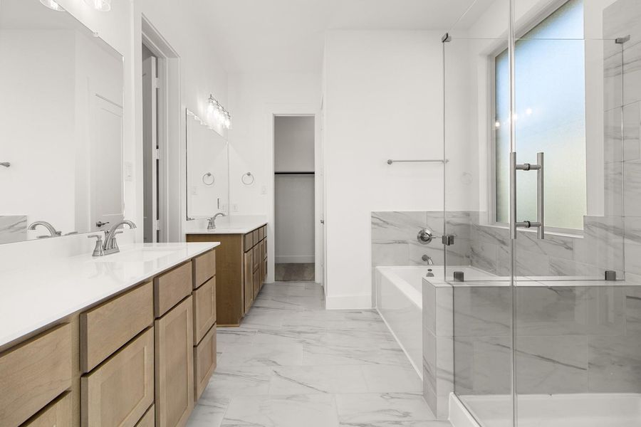 Primary bath with double sink vanity Representative