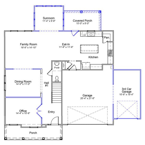 2D floor plan layout of this home in Ridgecrest at Midway, Anderson, SC (Image 2).