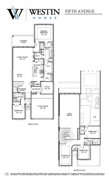2D floor plan layout for the The Fifth Avenue by Westin Homes in Austin Point, Richmond, TX (Image 3).