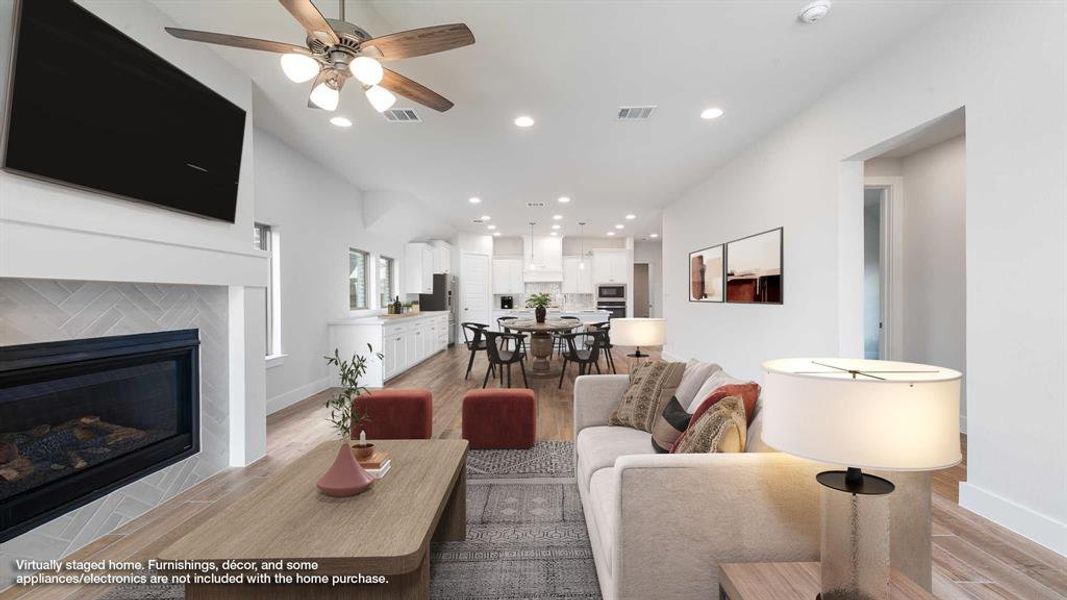 Furnished interior view inside a new home in The Heights At Uptown Celina 45', Celina (Image 6). Furnished interior view inside a new home in The Heights At Uptown Celina 45', Celina (Image 6).