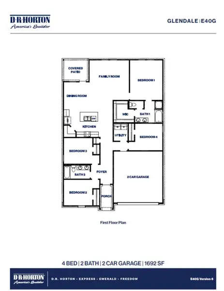 2D floor plan layout of this home in Chapel Lakes, Montgomery, TX (Image 3).