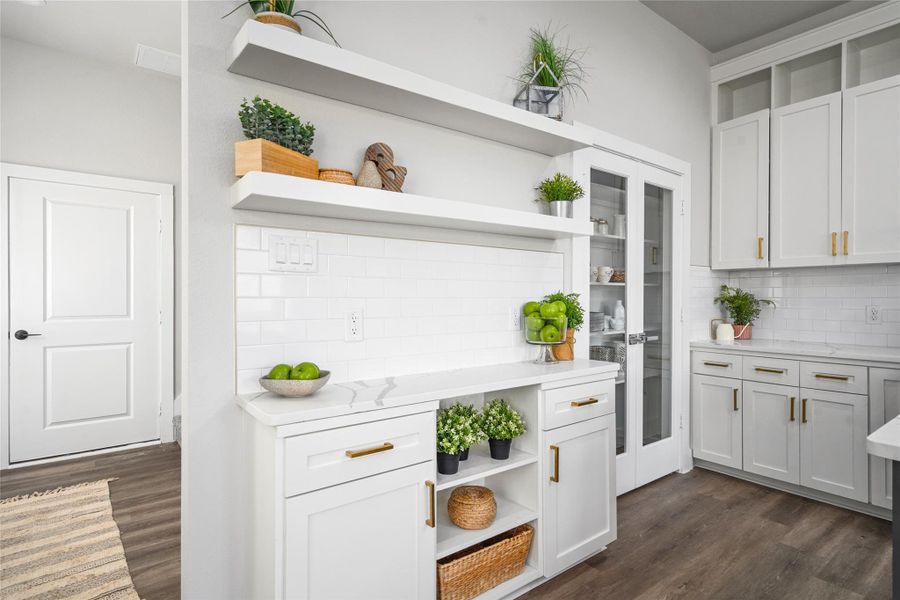 Great coffee bar space for additional storage