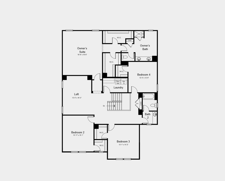 2D floor plan layout for the Wayland by Taylor Morrison in Hickory Grove, Sanford, NC (Image 4).