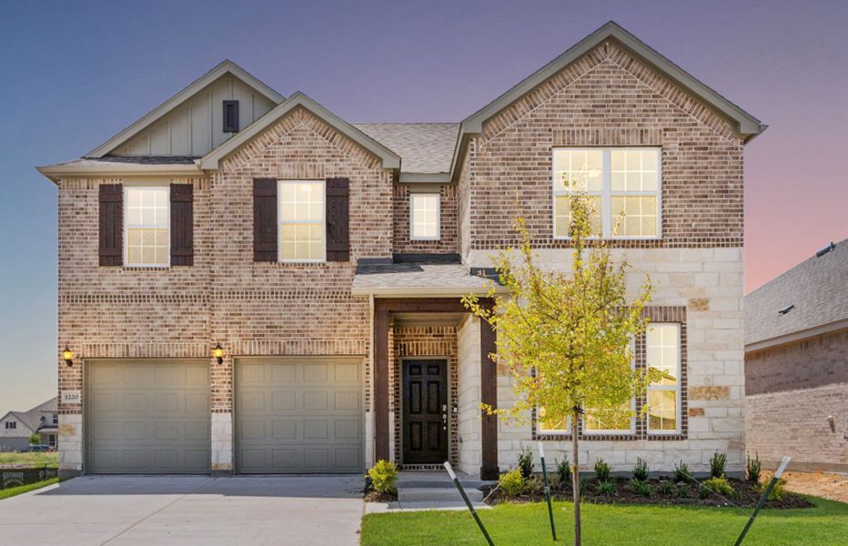 The Albany, a two-story home with 2-car garage and shutters