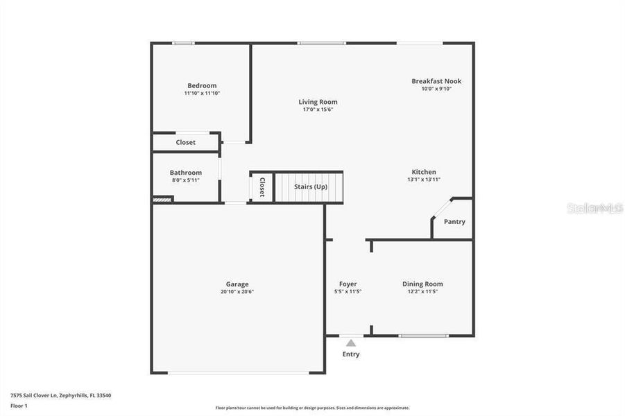2D floor plan layout of this home in Abbott Park, Zephyrhills, FL (Image 6).
