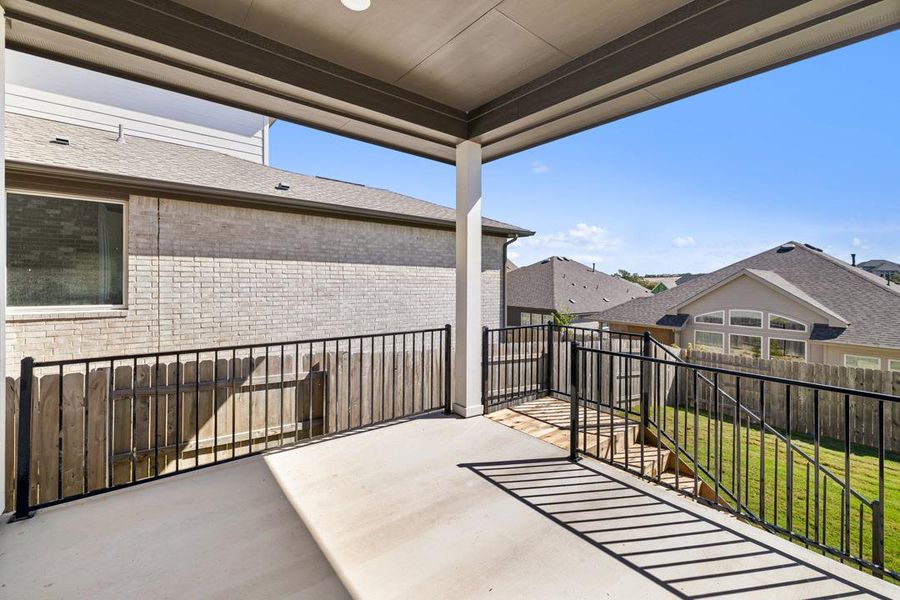 Exterior details and patio area of a home in Lariat, Liberty Hill (Image 4).