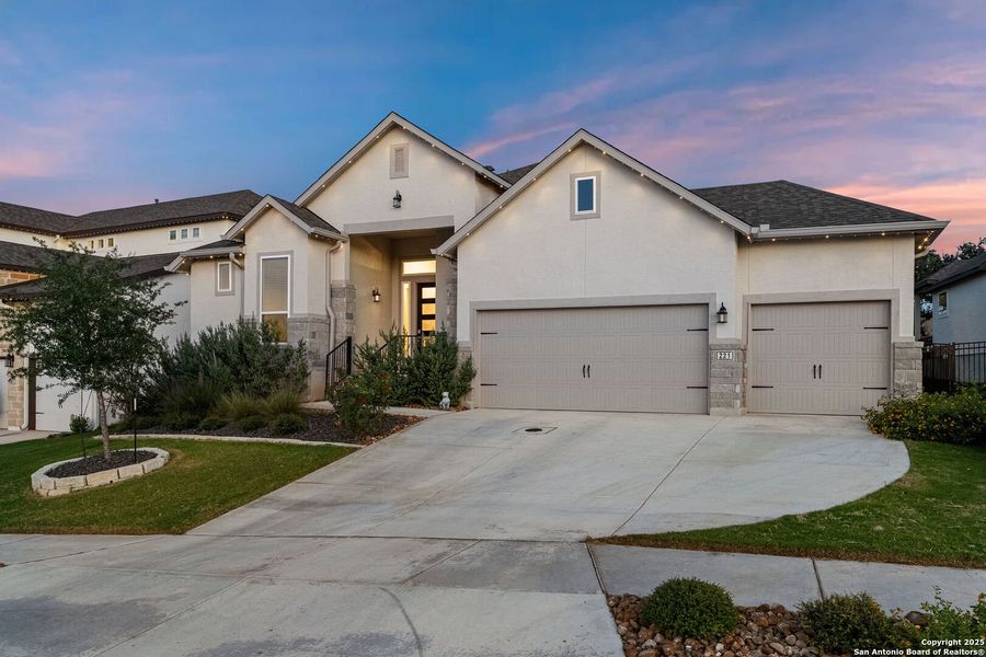 Front exterior of a new home in Esperanza – New Phase Now Selling, Boerne, TX, highlighting curb appeal (Image 1). Front exterior of a new home in Esperanza – New Phase Now Selling, Boerne, TX, highlighting curb appeal (Image 1).