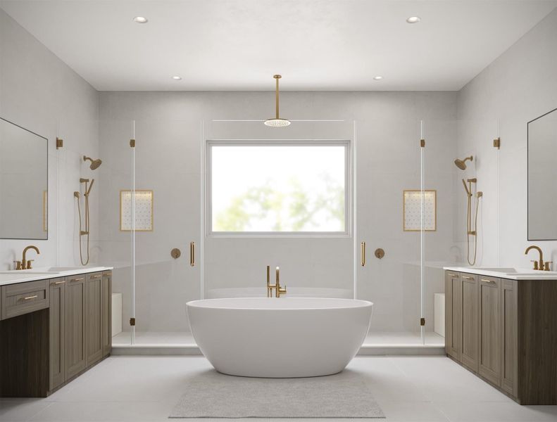 The primary bath - pure elegance in which to relax and recharge.