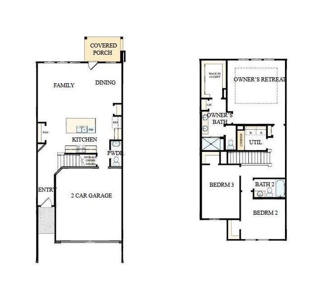 2D floor plan layout of this home in Westview Towns, Waxhaw, NC (Image 4).