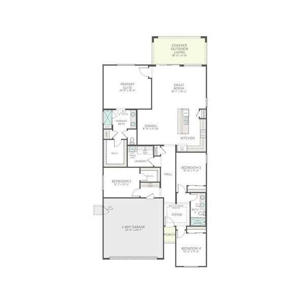 2D floor plan layout for the Catalina Plan 3510 by Tri Pointe Homes in Lucent at Terraza, San Tan Valley, AZ (Image 3).