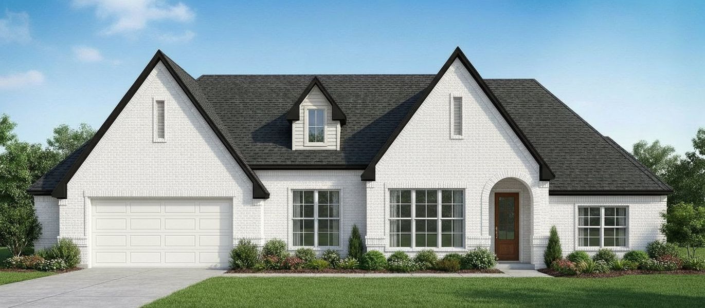 Representative exterior photo of a completed home built from the The Killeen by Kenmark Homes in Paloma Ranches, Justin, TX (Image 8). Representative exterior photo of a completed home built from the The Killeen by Kenmark Homes in Paloma Ranches, Justin, TX (Image 8).