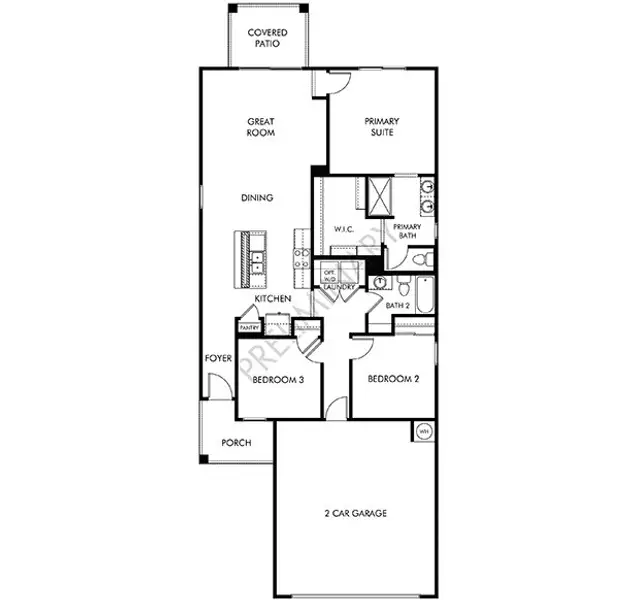 2D floor plan layout of this home in Fieldstone at Gladden Farms - Signature Series, Marana, AZ (Image 1).