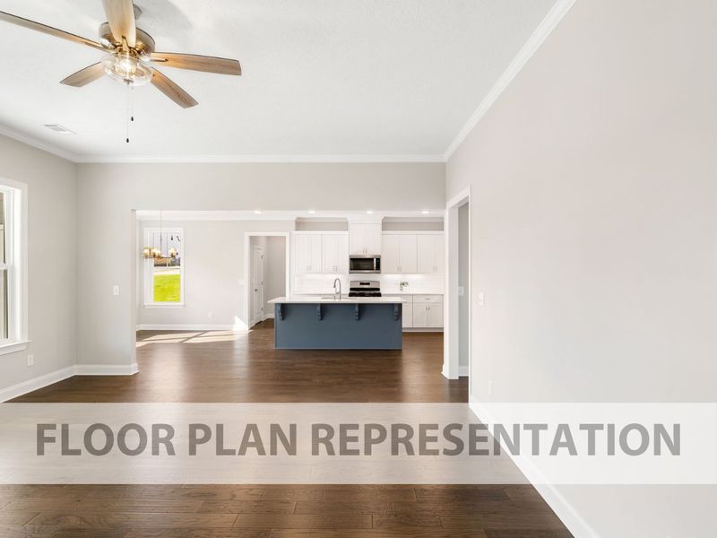 Living Area to Kitchen View Floorplan Representation Photo | The Ashworth VI Living Area to Kitchen View Floorplan Representation Photo | The Ashworth VI