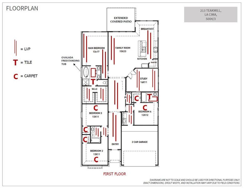2D floor plan layout of this home in La Cima 50', San Marcos, TX (Image 4).