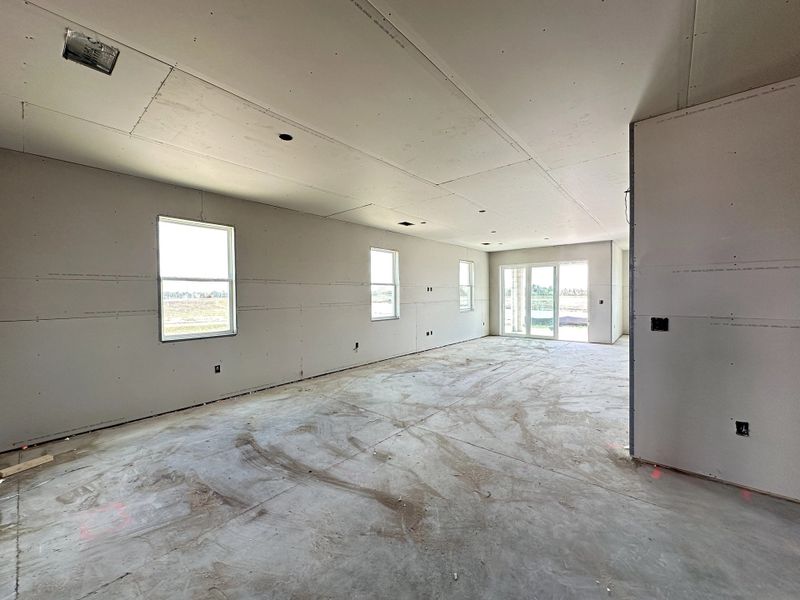 Open concept living and dining spaces - under construction
