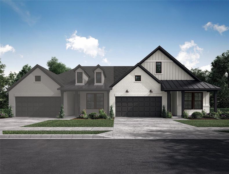 Front exterior of a new home in Bridgeland: Signature Collection, Cypress, TX, highlighting curb appeal (Image 1).