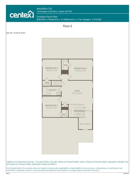 2D floor plan layout of this home in Mavera, Conroe, TX (Image 3).