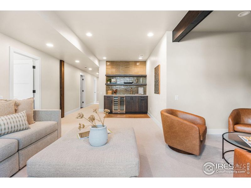 Spacious downstairs retreat with wet bar