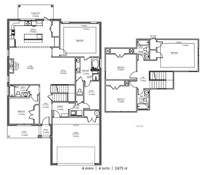 2D floor plan layout of this home in Greens Prairie Reserve, College Station, TX (Image 3).