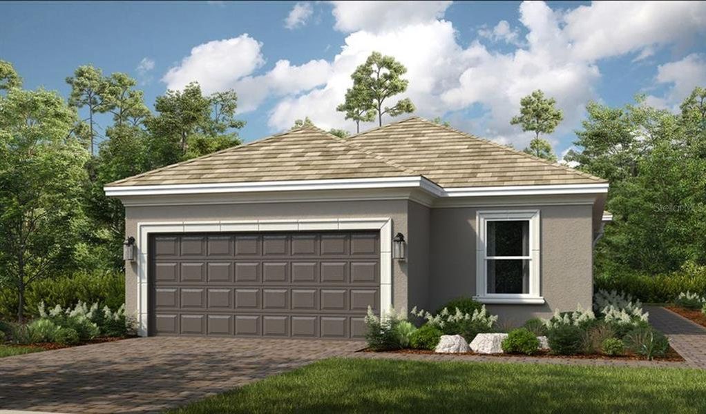 Front exterior of a new home in Esplanade at Wiregrass Ranch, Wesley Chapel, FL, highlighting curb appeal (Image 1). Front exterior of a new home in Esplanade at Wiregrass Ranch, Wesley Chapel, FL, highlighting curb appeal (Image 1).
