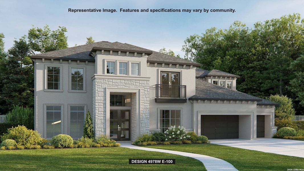 Front exterior of a new home in Esperanza, Boerne, TX, highlighting curb appeal (Image 1). Front exterior of a new home in Esperanza, Boerne, TX, highlighting curb appeal (Image 1).